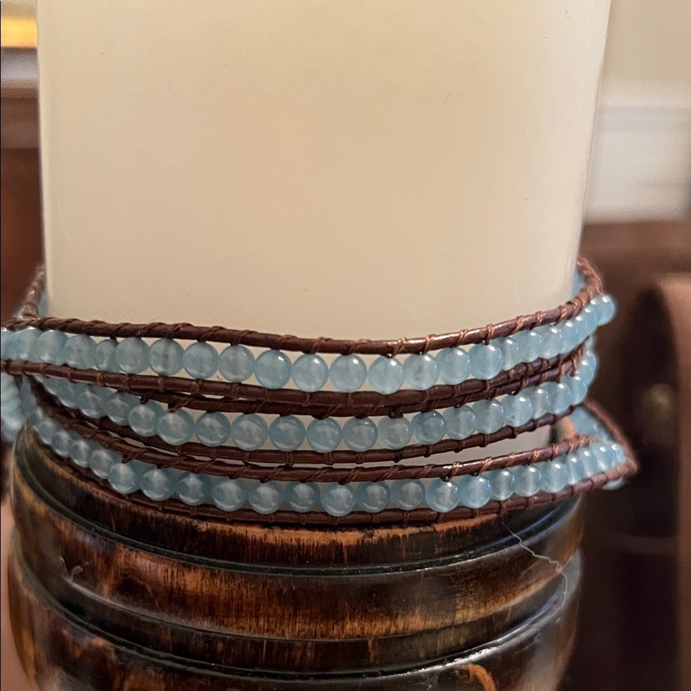 Blue Beaded Wrap Bracelet